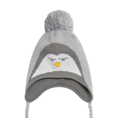 CHILD New Era Trapper Beanie Penguin grey Front View