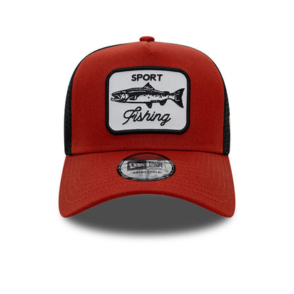 Sport Fishing New Era Trucker Cap Adjustable brick red red
black  Front View