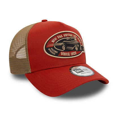 Hot Rod New Era Trucker Cap Adjustable brick red red
wheat Side View