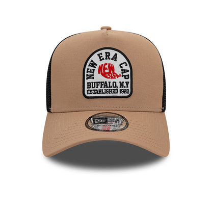 New Era Patch Trucker Cap Adjustable nude tan
black  Front View