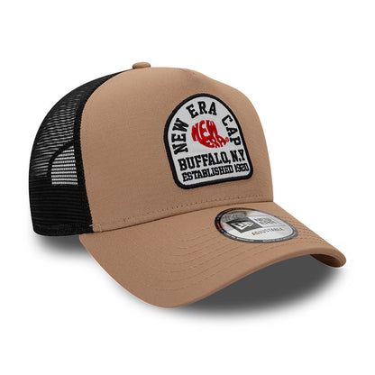 New Era Patch Trucker Cap Adjustable nude tan
black  Side View