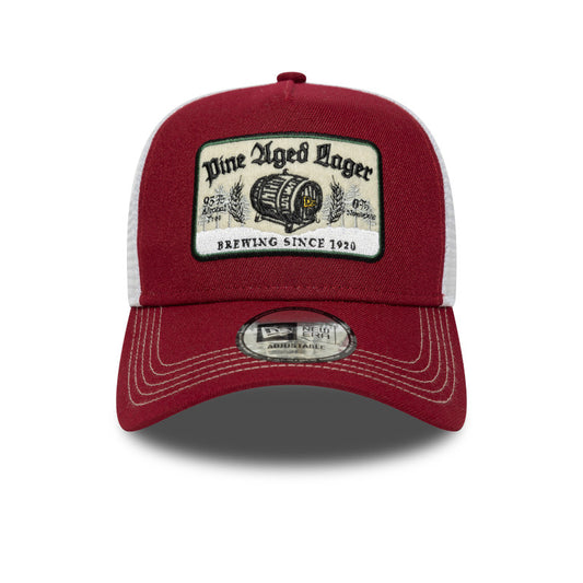 Pine Aged Lager Patch New Era Trucker Cap red