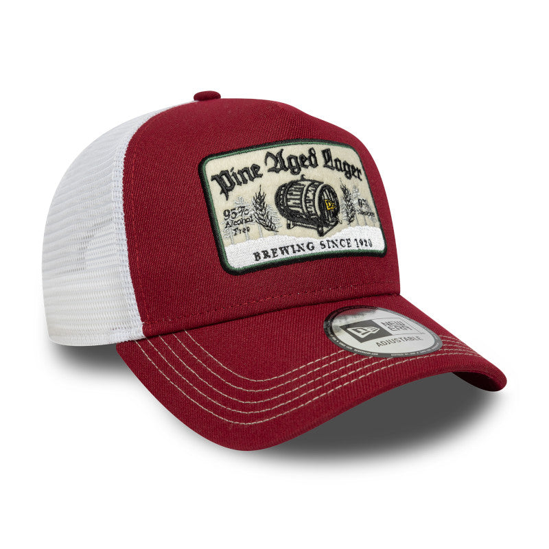 Pine Aged Lager Patch New Era Trucker Cap red