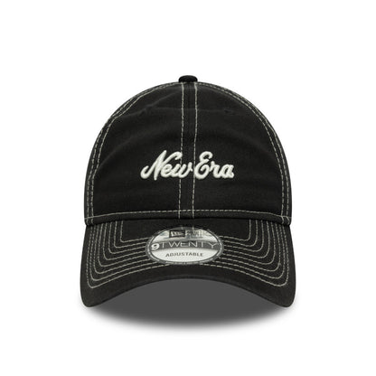 9TWENTY Adjustable New Era Cap black contrast stitching black Front View