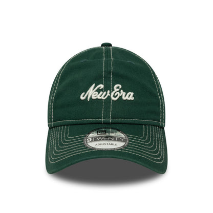 9TWENTY Adjustable New Era Cap green contrast stitching dark green Front View