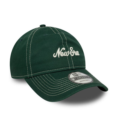 9TWENTY Adjustable New Era Cap green contrast stitching dark green Side View