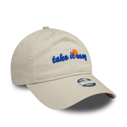 Womens 9TWENTY Adjustable New Era Cap take it easy stone Side View
