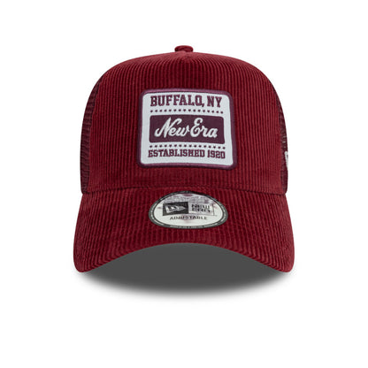 BUFFALO NY Patch New Era Trucker Cap red corduroy red Front View