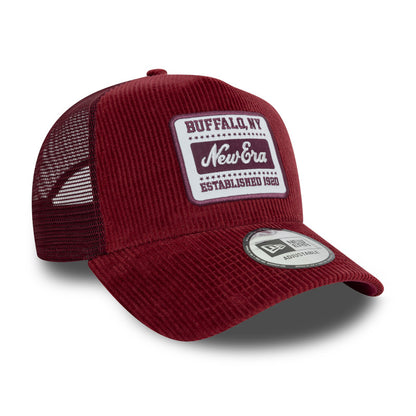 BUFFALO NY Patch New Era Trucker Cap red corduroy red Side View