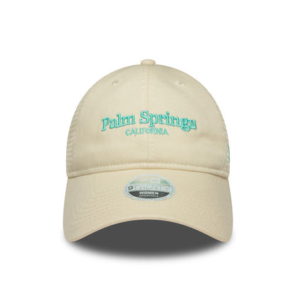 WMNS 9TWENTY Trucker New Era Cap Palm Springs yellow Front View