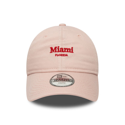 YOUTH 9TWENTY Adjustable New Era Cap Miami pink pink Front View
