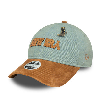 Womens 9TWENTY Adjustable New Era Cap Western Denim light blue
brown Additional View