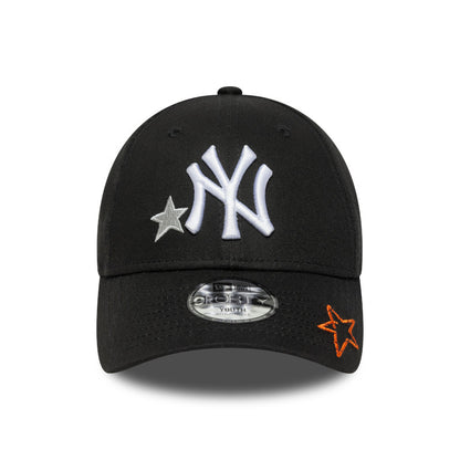 YOUTH New York Yankees New Era 9FORTY Cap adjustable Black Stars black Front View