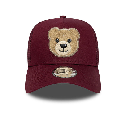 CHILD Teddy Bear New Era Trucker Cap Maroon