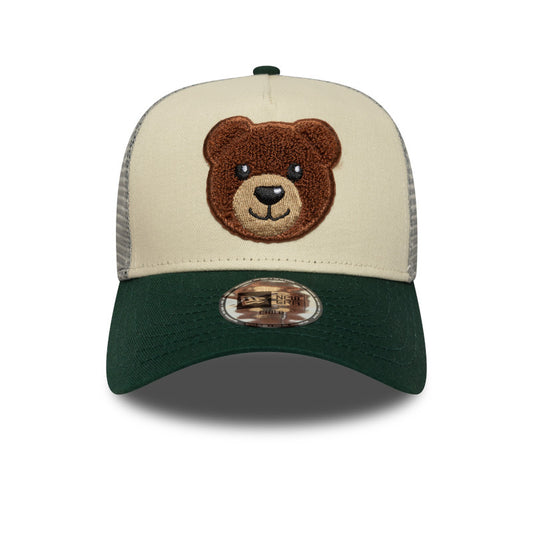 CHILD Teddy Bear New Era Trucker Cap Stone Green