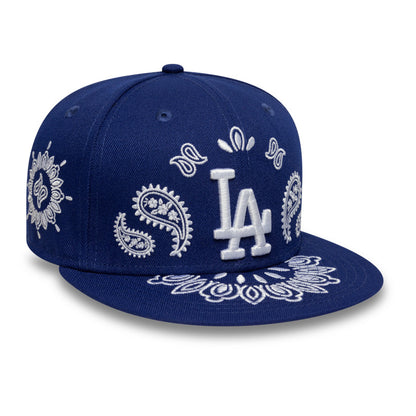 Los Angeles Dodgers Custom New Era Cap Royal Paisley blue Side View