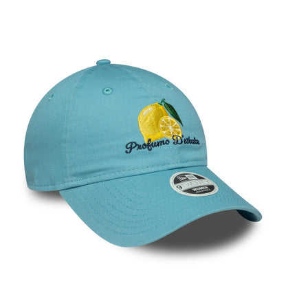 Womens 9TWENTY Adjustable New Era Cap Food Icons Lemon sky blue Side View