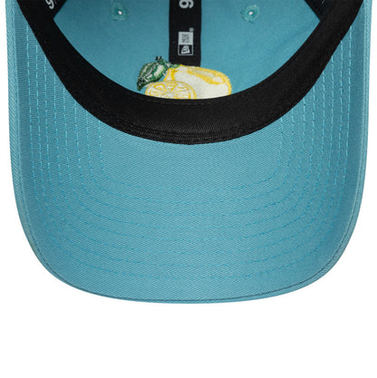 Womens 9TWENTY Adjustable New Era Cap Food Icons Lemon sky blue Undervisor View