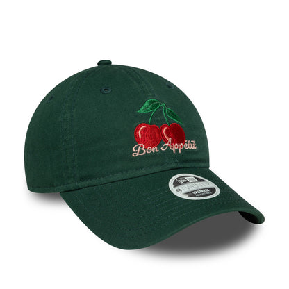 Womens 9TWENTY Adjustable New Era Cap Food Icons Cherry dark green Side View