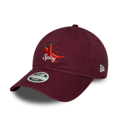 Womens 9TWENTY Adjustable New Era Cap Food Icons Chili maroon Additional View