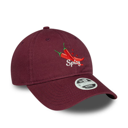 Womens 9TWENTY Adjustable New Era Cap Food Icons Chili maroon Side View