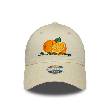 Womens 9TWENTY Adjustable New Era Cap Food Icons Orange beige Front View