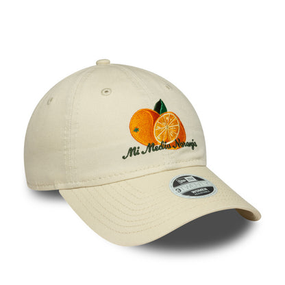 Womens 9TWENTY Adjustable New Era Cap Food Icons Orange beige Side View