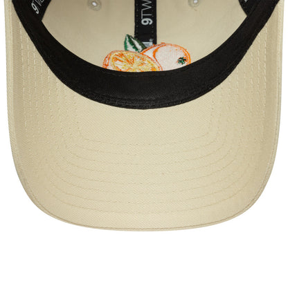 Womens 9TWENTY Adjustable New Era Cap Food Icons Orange beige Undervisor View