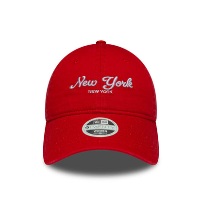 Womens 9TWENTY Adjustable New Era Cap New York red red Front View