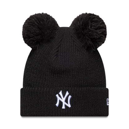 WOMENS New York Yankees New Era Double Pom Beanie black black Front View