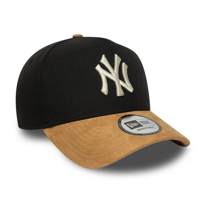 New York Yankees Custom 9FORTY AF New Era Cap Suede Brim black 
wheat Side View