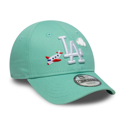 TODDLER LA Dodgers New Era 9FORTY Strap back Cap Aeroplane teal Side View