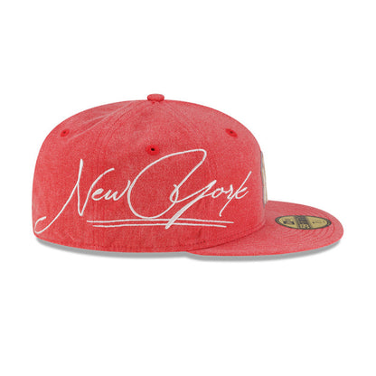 New York Yankees MLB Script 59FIFTY New Era Cap washed red denim red Additional View