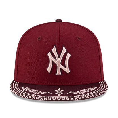 New York Yankees Flourish Pack 59FIFTY New Era Cap Cardinal maroon
red Front View