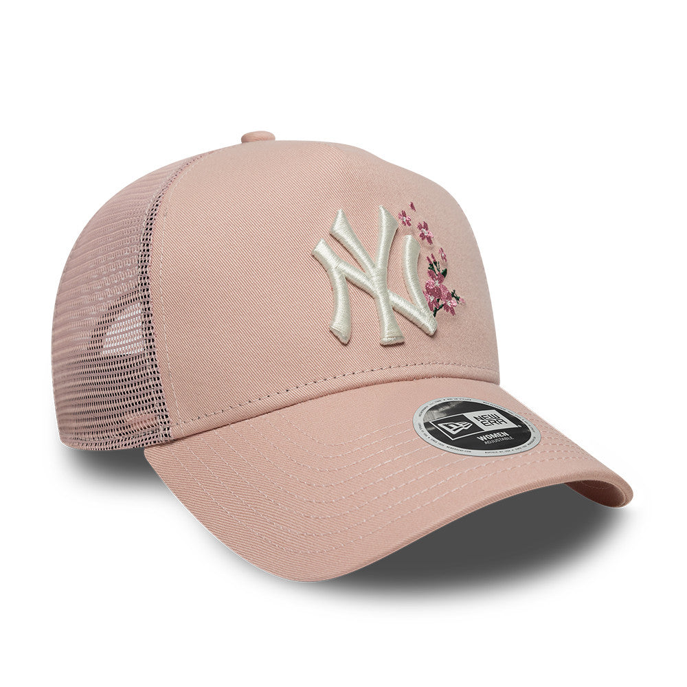 WMNS New York Yankees New Era Trucker Floral Cap Adjustable Pale Pink