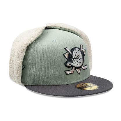 Anaheim Ducks Patches Dog Ear New Era 59FIFTY Cap Light green green Undervisor View