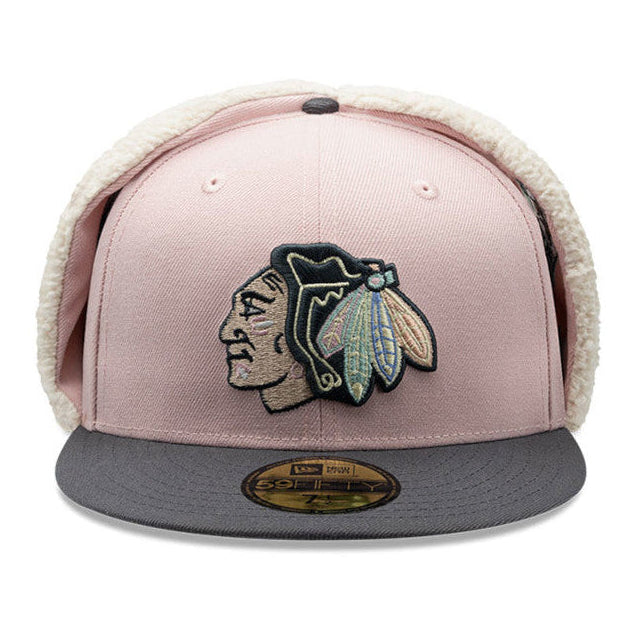 Chicago Blackhawks Patches Dog Ear New Era 59FIFTY Cap pink