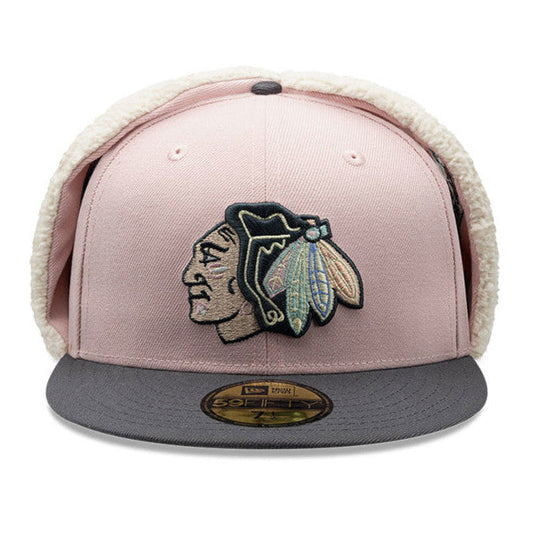 Chicago Blackhawks Patches Dog Ear New Era 59FIFTY Cap pink