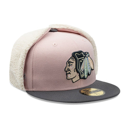 Chicago Blackhawks Patches Dog Ear New Era 59FIFTY Cap pink pink Undervisor View