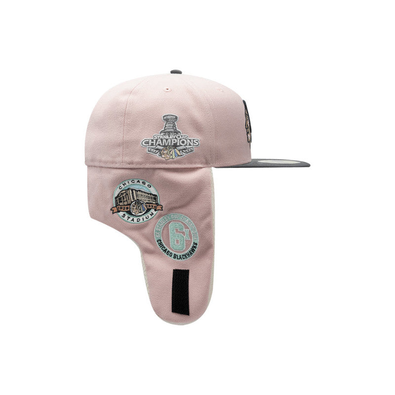 Chicago Blackhawks Patches Dog Ear New Era 59FIFTY Cap pink