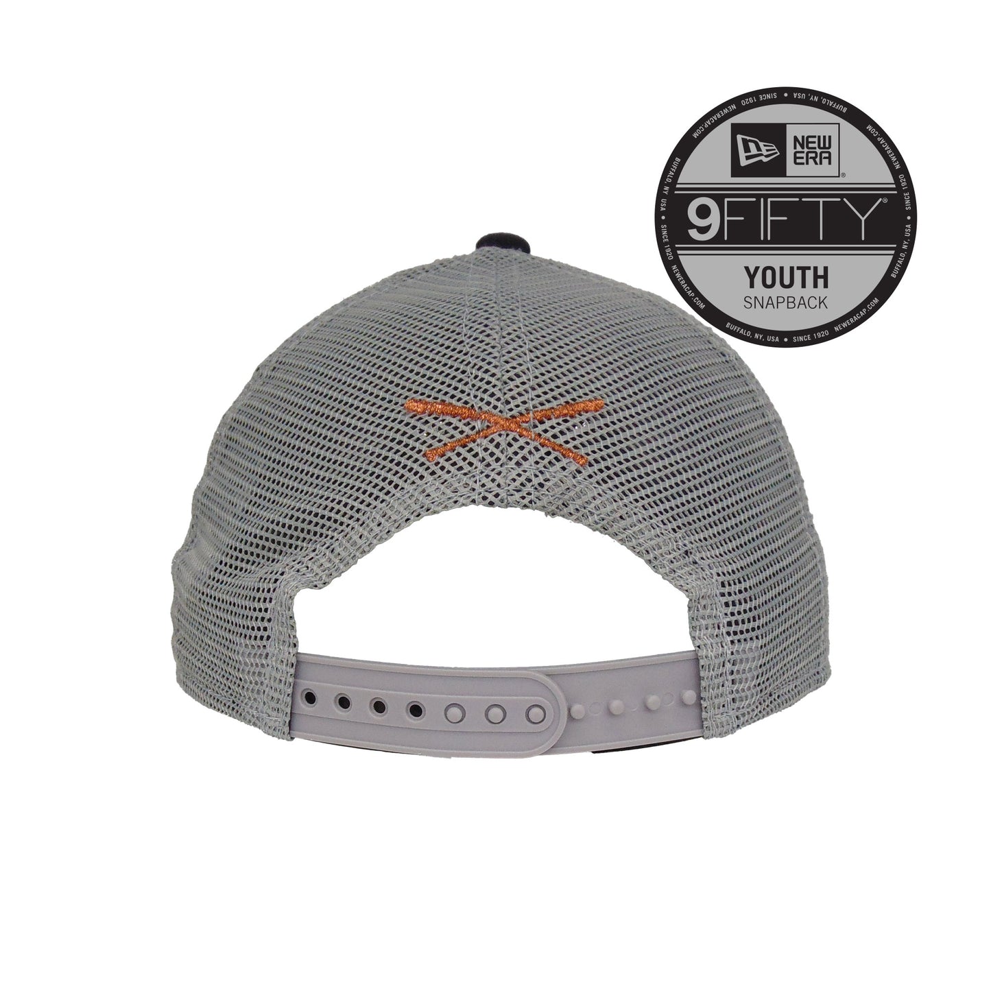 YOUTH JustFitteds Crossed Bats Logo New Era 9FIFTY Trucker Grey