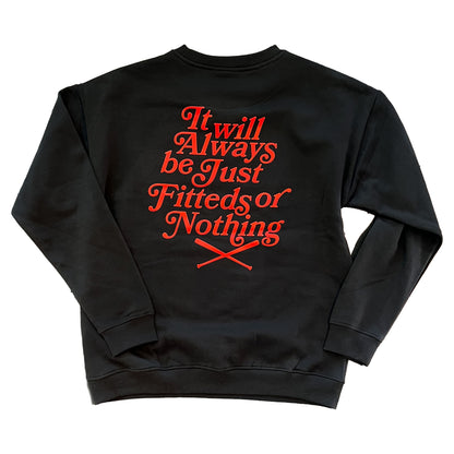 Nothing but JustFitteds Crewneck BRED black Front View