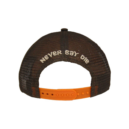 JustFitteds  x Goonies New Era Cap Trucker olive
stone
brown Back View
