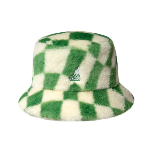 Faux Fur Bucket Green Check