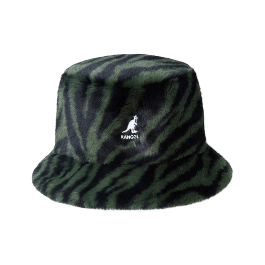 Kangol Faux Fur Bucket Olive Zebra