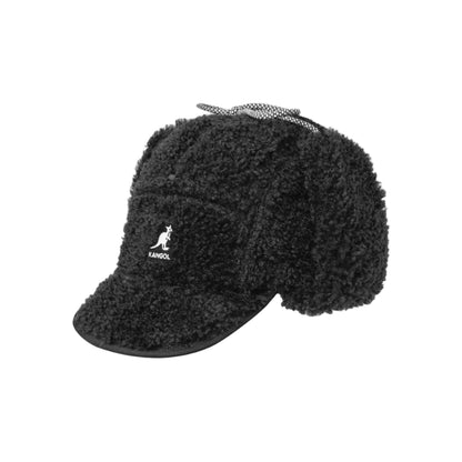 Kangol Faux Shearling Utility Flap Cap black black Side View