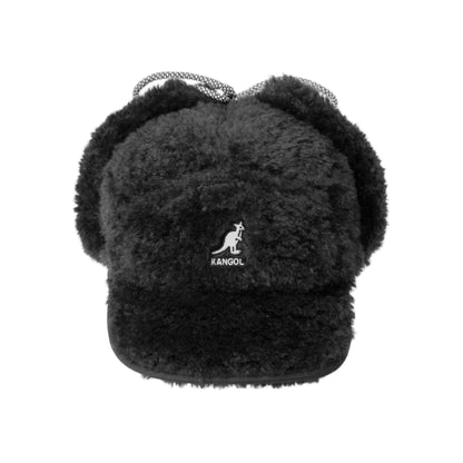Kangol Faux Shearling Utility Flap Cap black black Front View