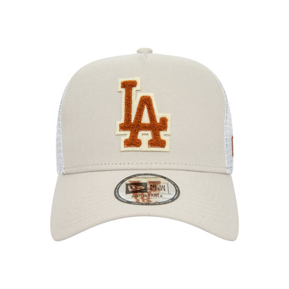 Los Angeles Dodgers New Era Trucker Cap adjustable Stone stone
white Front View