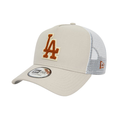 Los Angeles Dodgers New Era Trucker Cap adjustable Stone stone
white Side View