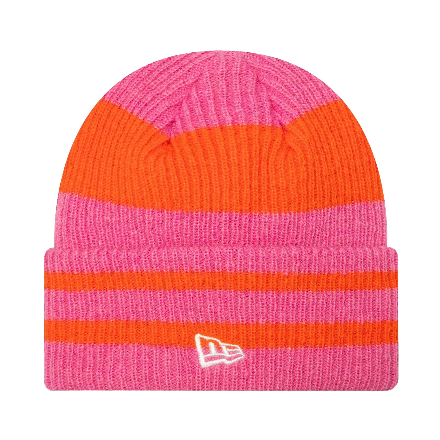 Womens New Era Stripe Pastel Pink Cuff Knit Beanie